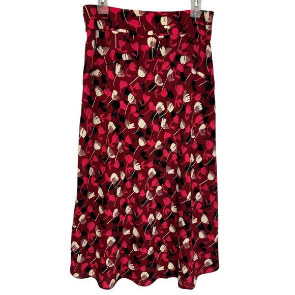 Cabi Corsage Floral Midi Skirt Wine Blossom Red High Low Feminine Flowy Size 4 - Picture 6 of 10